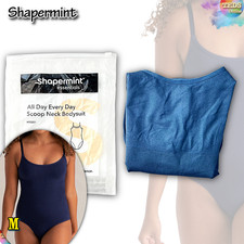 NWT Shapermint Essentials M All Day Every Day Scoop Neck Bodysuit 95001 Navy