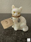Fenton Glass November Birthstone Cat Figurine Opalescent T.Deuley Vtg USA