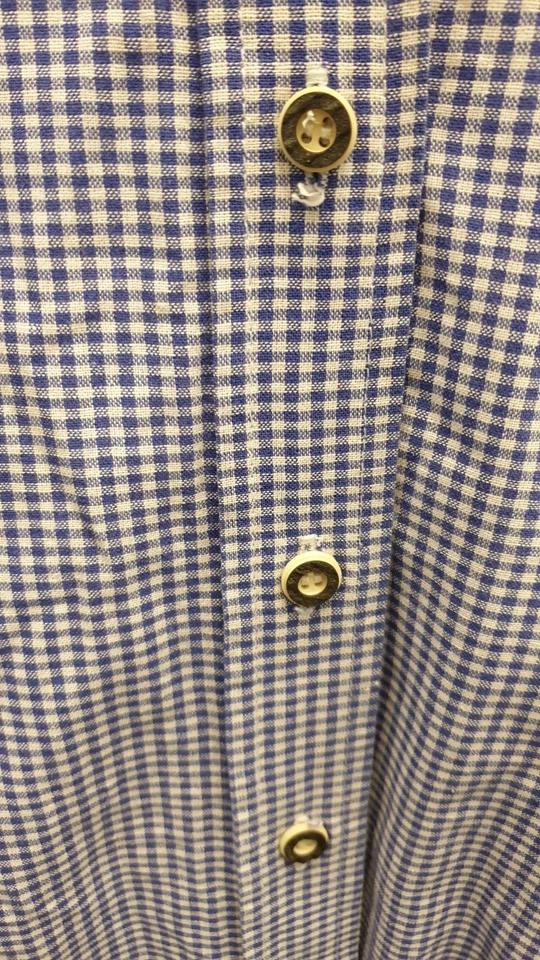 Camicia vintage OS Gingham 100% cotone blu bianco check L Germania bavarese  - Immagine 2 di 4