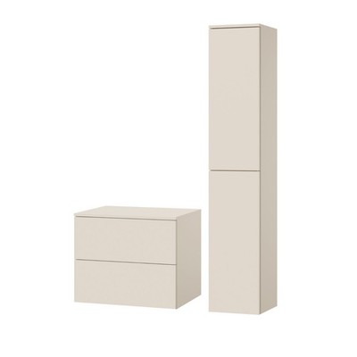 Badezimmerset: Unterschrank + Hochschrank Color Macadamia (2S 60 + 2D 160)