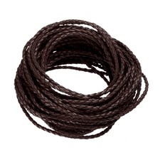 10 Yards 3mm Round Braided Leather Cord Four-Strand for Crafts Brown