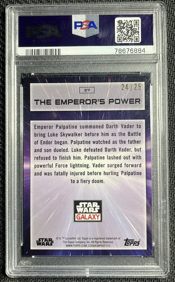 2022 STAR WARS GALAXY CHROME EMPERORS POWER #37 REFRATOR ROXO /25 PSA 9 SSP - Imagem 2 de 2