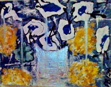 Flowers abstract Original hand painted art medium 11x16  calming interesting art