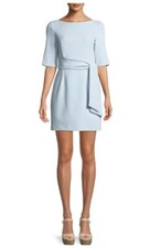 Sz 2 ALICE + OLIVIA Virgil Dress Ladies Ice Blue Tie Front Boat Neck