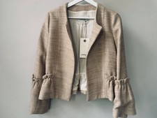 Bnwt, Ladies Ottod'ame Beige Jacket, Size 10, Flared Cuffs, Waist Length Italian