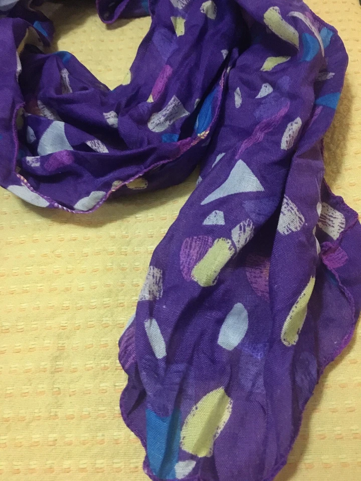 Bufanda Púrpura Amarillo Teal Blanco Patrón A Cuadros Mujeres Mamá Hermana Regalo de Verano Foto 4 de 4