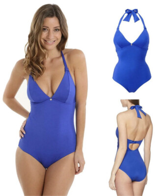 Lepel Lagoon Neckholder-Badeanzug ohne Bügel blau 159780 Damengröße 8, 10 & 12
