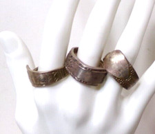 LOT OF THREE HANDMADE SILVER PLATE SPOON RINGS SIZE 10  j88cr CK49