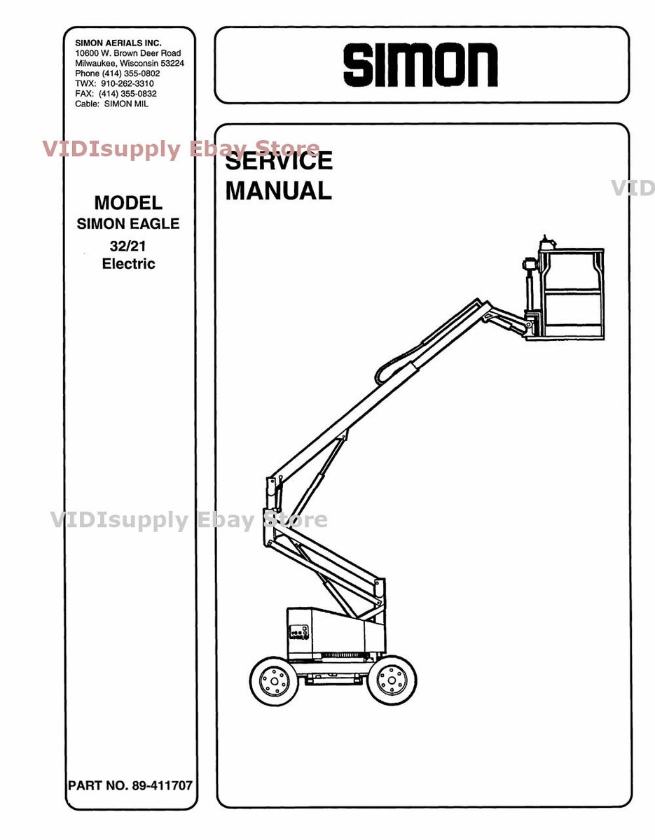Simon Eagle 31/21 and 32/21 Electric Boom Lift Service Manual for