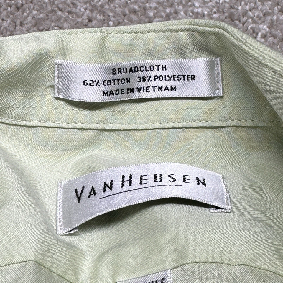 Camisa de vestir Van Heusen para hombre verde claro liso sin arrugas 16-16 1/2 32/33 Foto 2 de 4