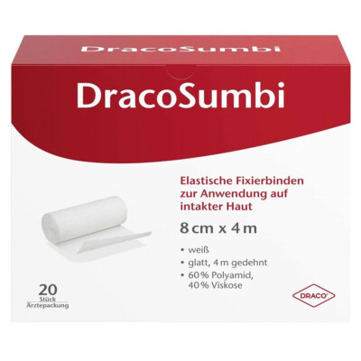 DRACO DracoSumbi elastische Fixierbinde 8cm x 4m glatt 20 Stück PZN 02163717