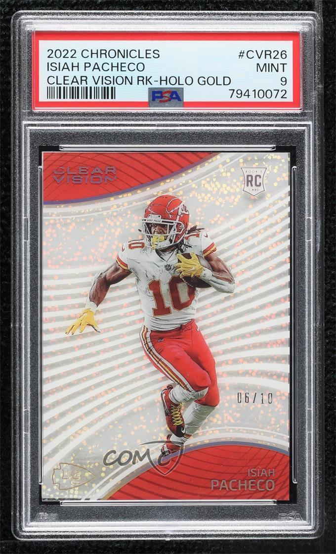 Isiah Pacheco Panini Chronicles Clear Vision Rookies #CVR26 Holo Gold