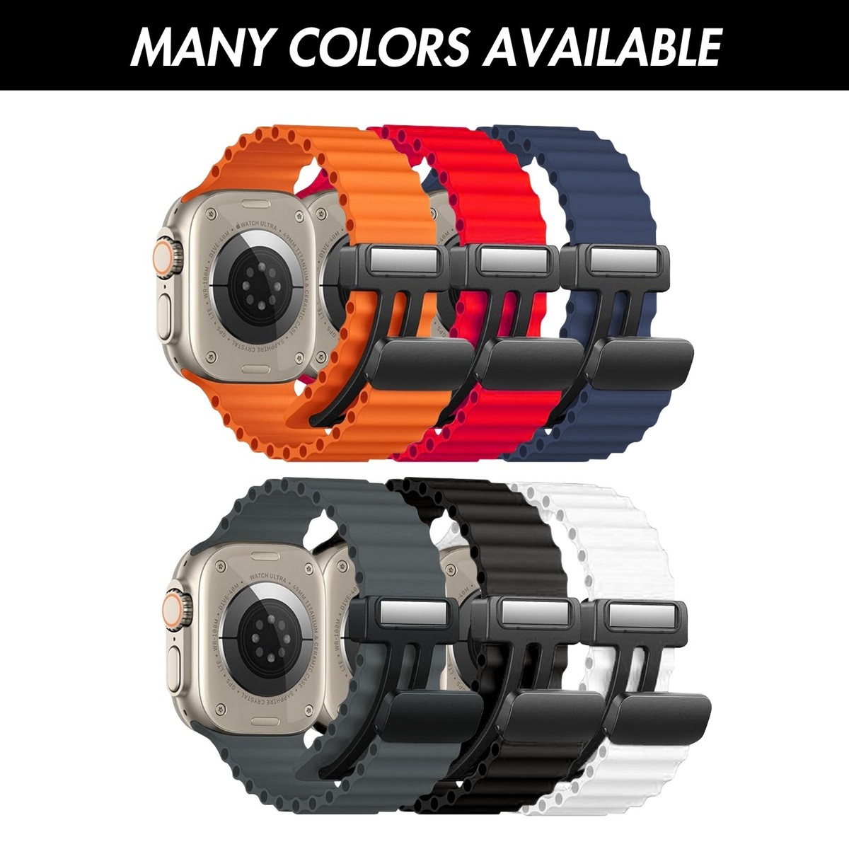 Silicone Magnetic Clasp Band for Apple Watch 10 9 8 7 6 Ultra 49