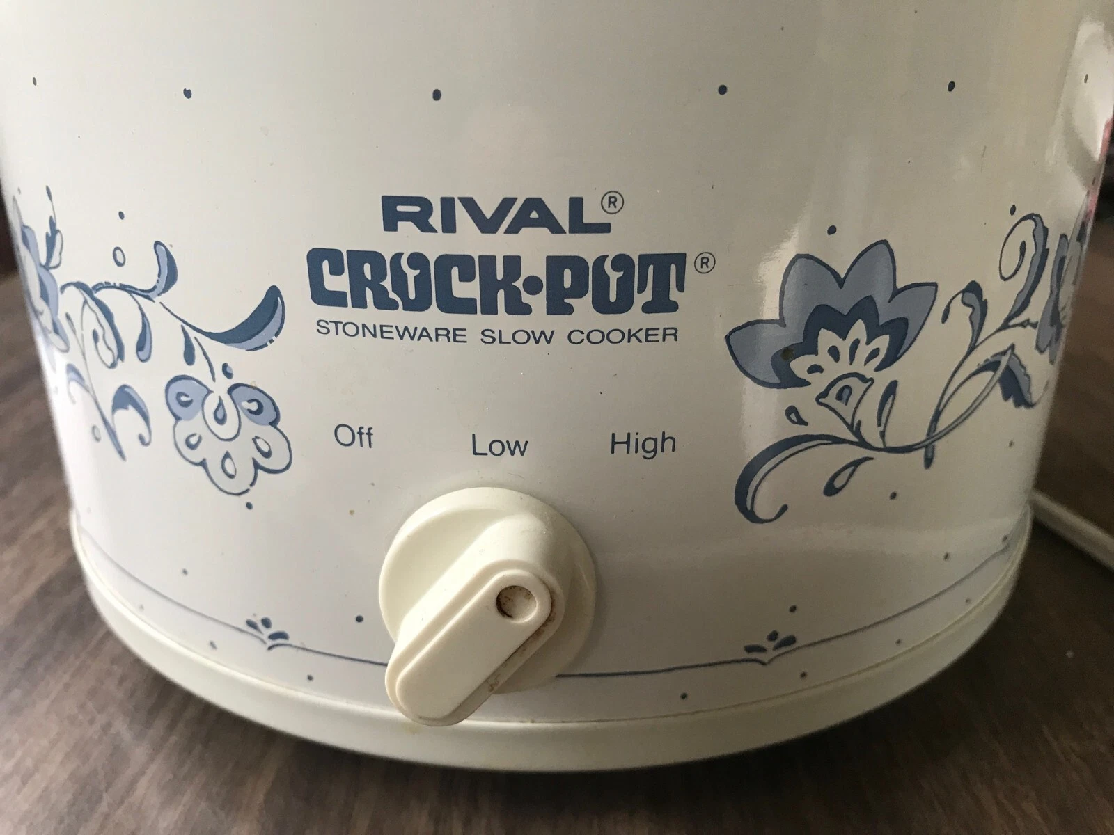 Rival Crock Pot Model 3120 Slow Cooker Blue Floral Pattern Stoneware Glass Lid