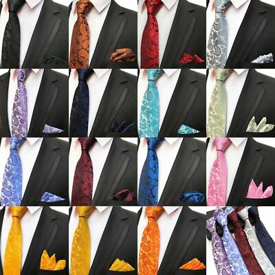 Set Di Cravatte Grigie Paisley / Cravatta, Fazzoletto Da Taschino - Foto 7