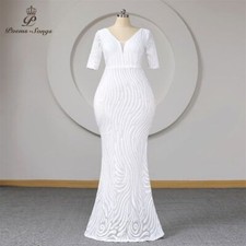 Evening Dress with Half Sleeves Sequins Women Long Party Dresses Gown Maxi Dress