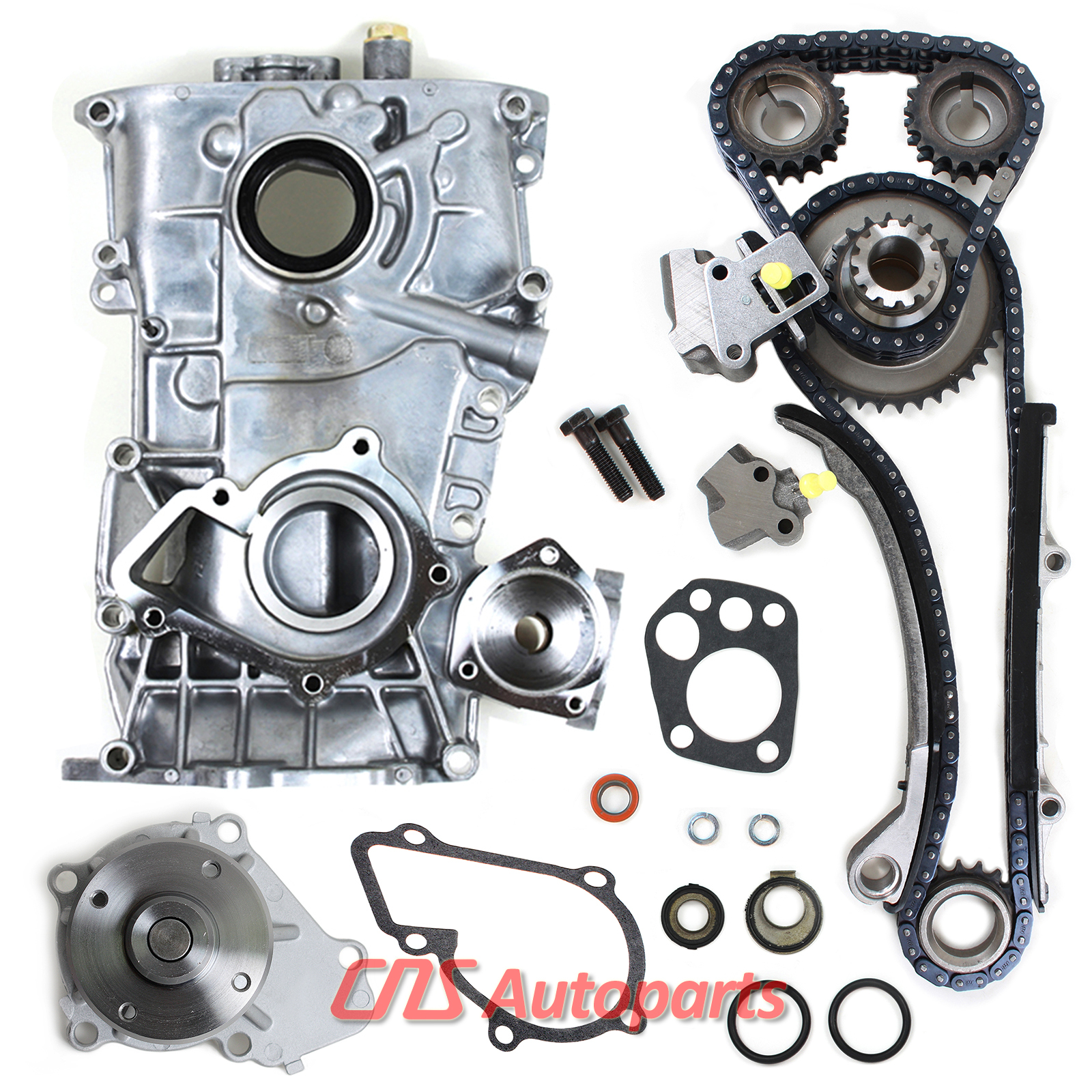 Front Timing Cover Chain Kit+Water & Oil Pump For 9194 Nissan 240SX 2