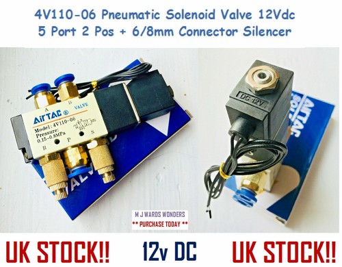 Electroválvula Neumática 4V110-06 12v DC 5 Puertos 2 Pos + Silenciador Conector 6/8mm - Imagen 2 de 14