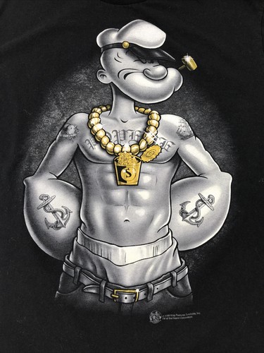 Popeye Tshirt Sz Large Gold Chain Gold 