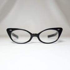 Vintage MB Cat Eye Glasses 5 1/4 1950-1960's Black Acetate