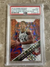 2019 Mosaic Will To Win Giannis Antetokounmpo Reactive Blue /99 PSA 10 - SSP 🔥