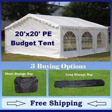 Budget PE Party Canopy - 3 Options - 20'x20' Tent, Short Bag, or Long Bag