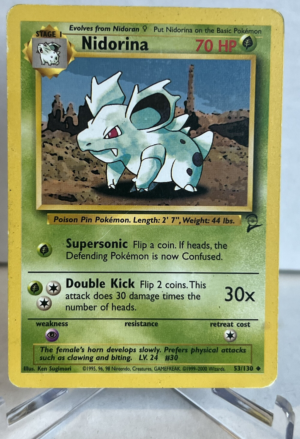 NIDORINA - 53/130 - Base2 Set - Uncommon - Pokemon Card - Unlimited Edition - NM