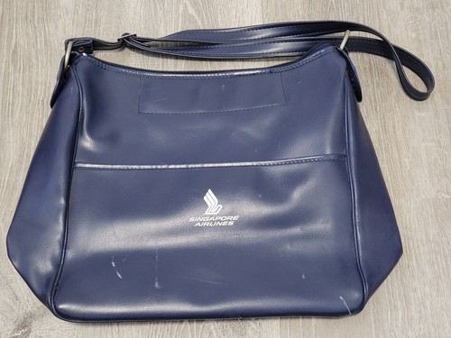 Vintage Singapore Airlines SIA Logo Navy Travel Purse Bag