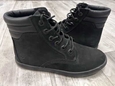 Timberland Womens Dausette Boot Black Leather Size 6 M Suede Ankle Lace