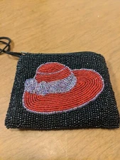 Beaded Red Hat Society Change Purse