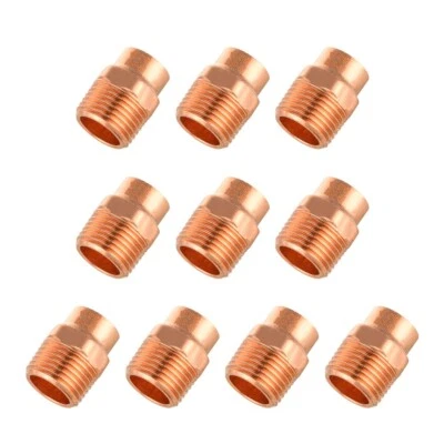 10 PCS EFIELD 1/2" C x 1/2" MNPT Copper Male Adapter Fittings, Lead Free