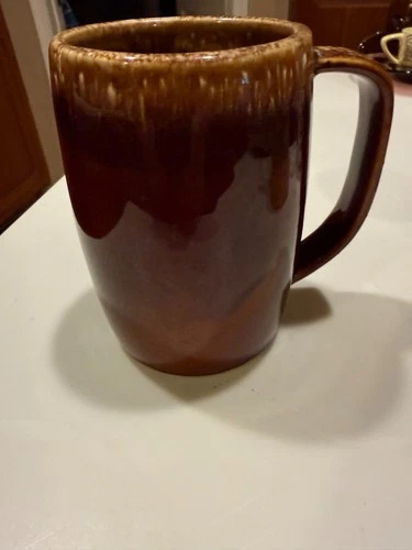 Rare Unique Hull Brown Drip Large Beer Stein Mug 5"H Oven Proof USA, Vintage