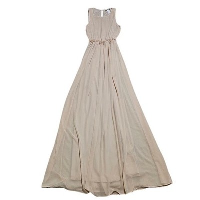H&M Maxi Dress Women Size 4 Beige Chiffon Bridesmaid Formal Event Classic |  eBay