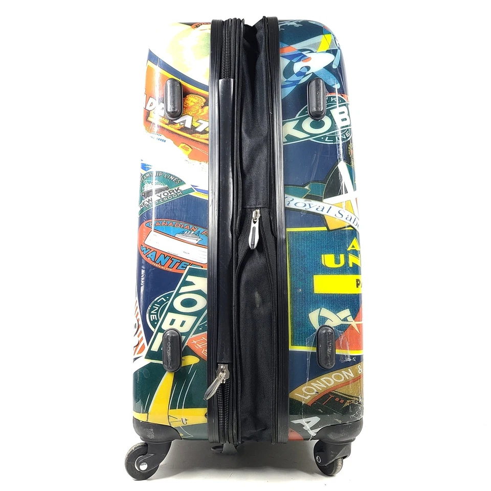 Atlantic 26" Luggage Hard Shell Spinner Retro Travel Sticker Print Expandable - Image 4 of 4