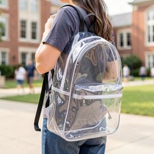 Clear Backpack Stadium Approved Transparent PVC School Concert Travel Bag