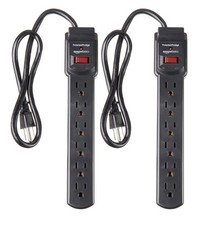 2 pack Surge Protector Power Strip 6-Outlet  200J Protection 2ft Extension Cord