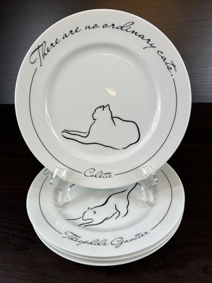 4 The Monkey And The Peddler Liz Ross 8 1/4  Minou Cat Plates 