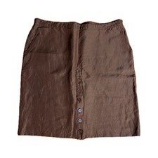 Vintage Jean Paul Gaultier Femme Silk Linen Brown Button Skirt