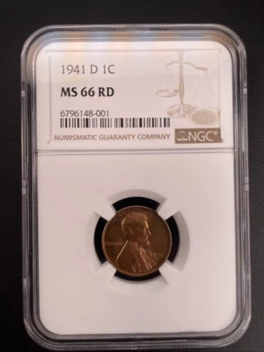 1941-D  1C LINCOLN WHEAT CENT "DENVER MINT" NGC MS66 RD