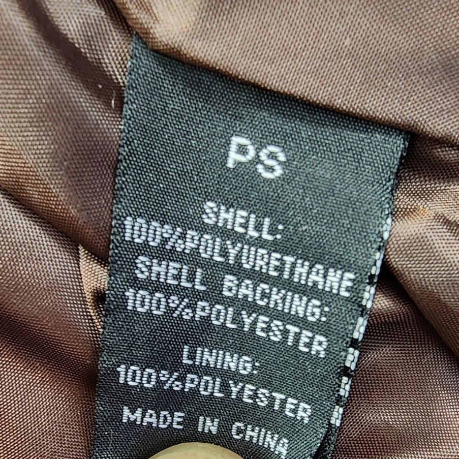 Baccini Jacket Womens PS PETITE Brown Faux Leather Full Zip Ruffle Hem Moto - Image 4 of 4