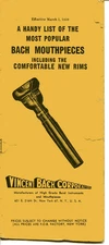 RARE ~ Vintage ~ 1950 BACH MOUTHPIECE Catalog