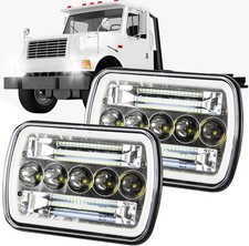 H4 5x7 130W IP68 Headlamp DRL Signal Fit International Heavy Truck 89-19