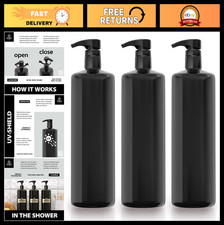 3-Pack 1L Pump Bottles - BPA-Free Refillable PET Dispensers for Shampoo, Conditi