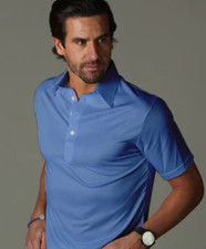 New Collars and Co Dress Collar Polo Shirt Mens Large Blue Performance Golf 88