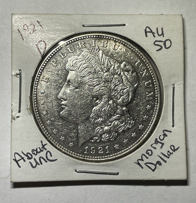 1921-D U.S. Morgan Silver Dollar Denver Colorado 90% Colonial Coin Junk AU NICE!