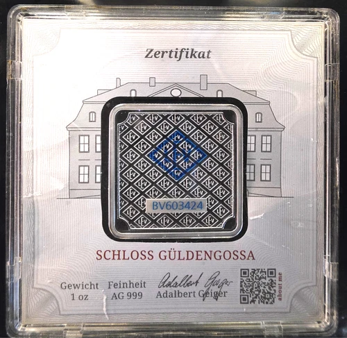 Geiger Edelmetalle German Serial Number Vtg Bullion-0.999 Silver 1 Oz Square Bar