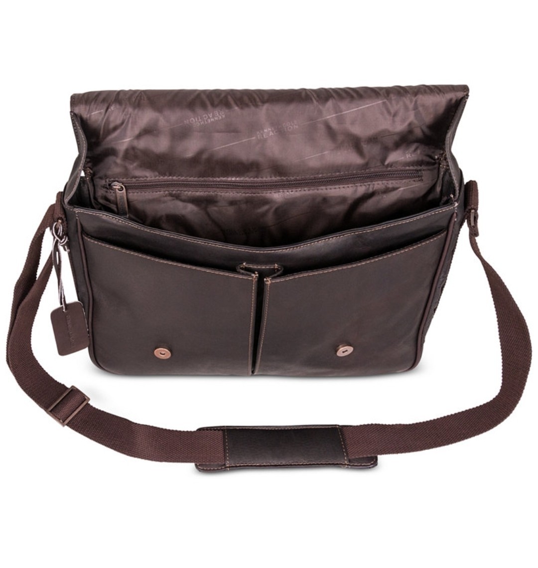 Kenneth Cole Reaction Colombian Leather Crossbody 15.6" Messenger Bag