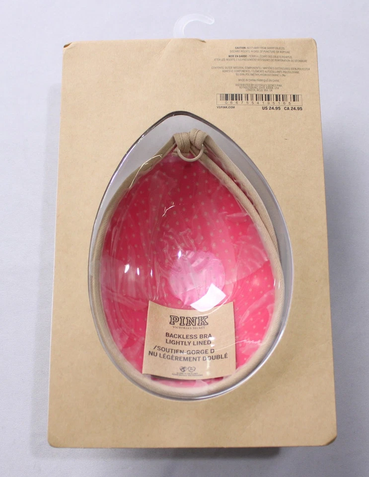 Sutiã feminino rosa Victoria's Secret sem costas levemente forrado SV3 bege tamanho B/C - Imagem 3 de 4