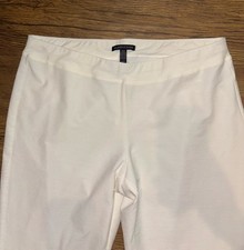 Eileen Fisher White Pull On Pants Beach Classic Lounge Ankle Minimalist Sz Med