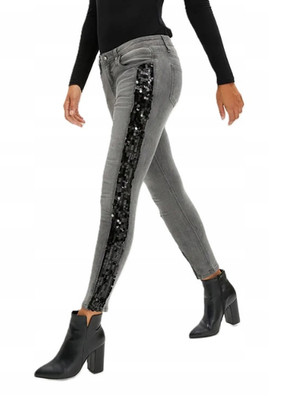 Freemans Grey Skinny Jeans with Sequin Detailing Plus Size UK 18 (fm223-10)
